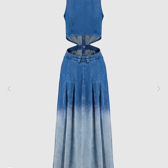 Worn Once! In pristine condition Urban Revivo Gradient Cut Out Denim Dress XXL - Picture 3 of 9